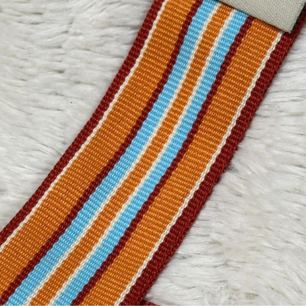 LL BEAN Striped Ribbon Belt Orange and Blue Size M/L